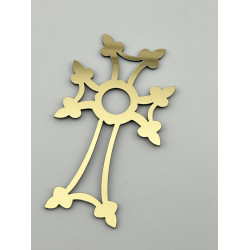 Топер хрестик для торта золотий, на хрещення, великдень